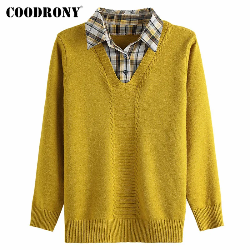 

COODRONY Brand Business Casual Spring Autumn Women Dark Color Sweaters Streetwear Fashion Female Knitted Soft Jumpers W1346