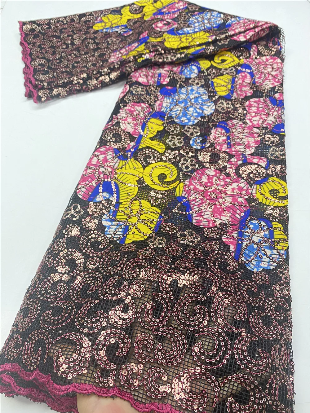 

NI.AI Sequins African Mesh Lace Fabric 2020 High Quality Embroidery French Guipure Net Lace Fabric Nigerian Material XY3724B