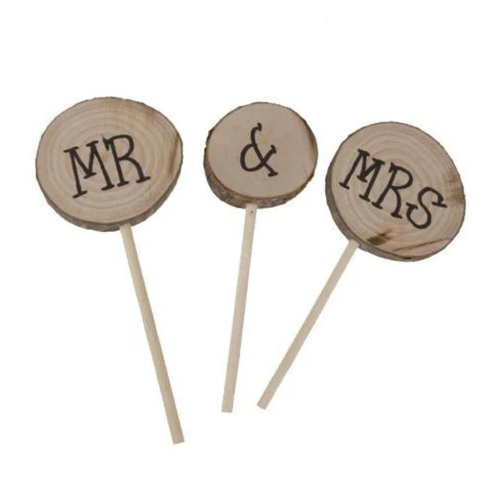

3 pcs Wooden wedding cake topper Mr and Mrs cake topper Unique Wedding Gift Wooden cake topper Wedding Party Decoration