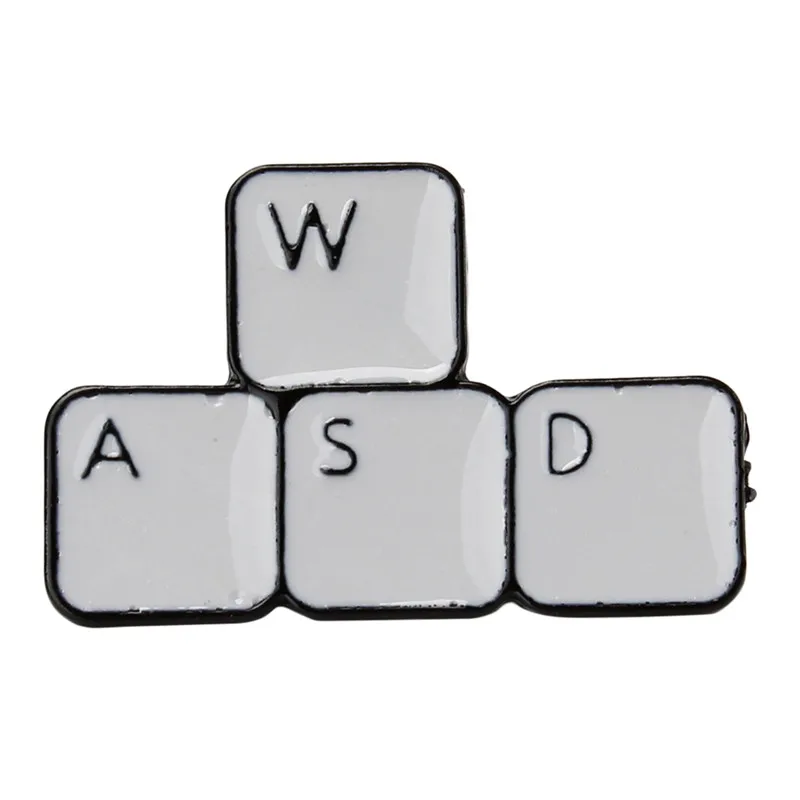 Brooch Keyboard WASD Funny Letter Block Computer Game Control Enamel Pin Shirt Denim Badge Worker Gifts | Украшения и аксессуары