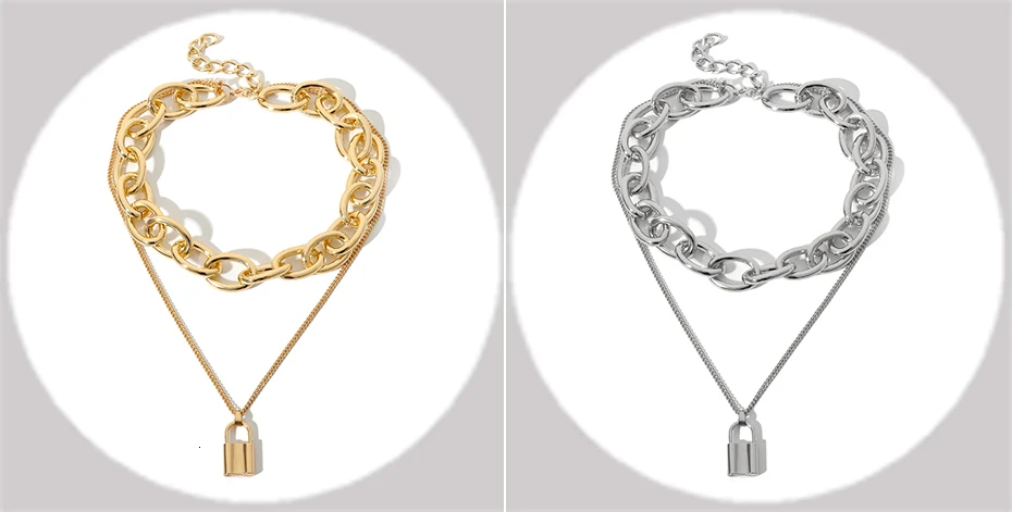 SHIXIN преувеличенная креативная подвеска с замком, колье, длинное многослойное кубинское звено, цепочка для женщин, хип-хоп, бохо, модное ювелирное изделие для женщин