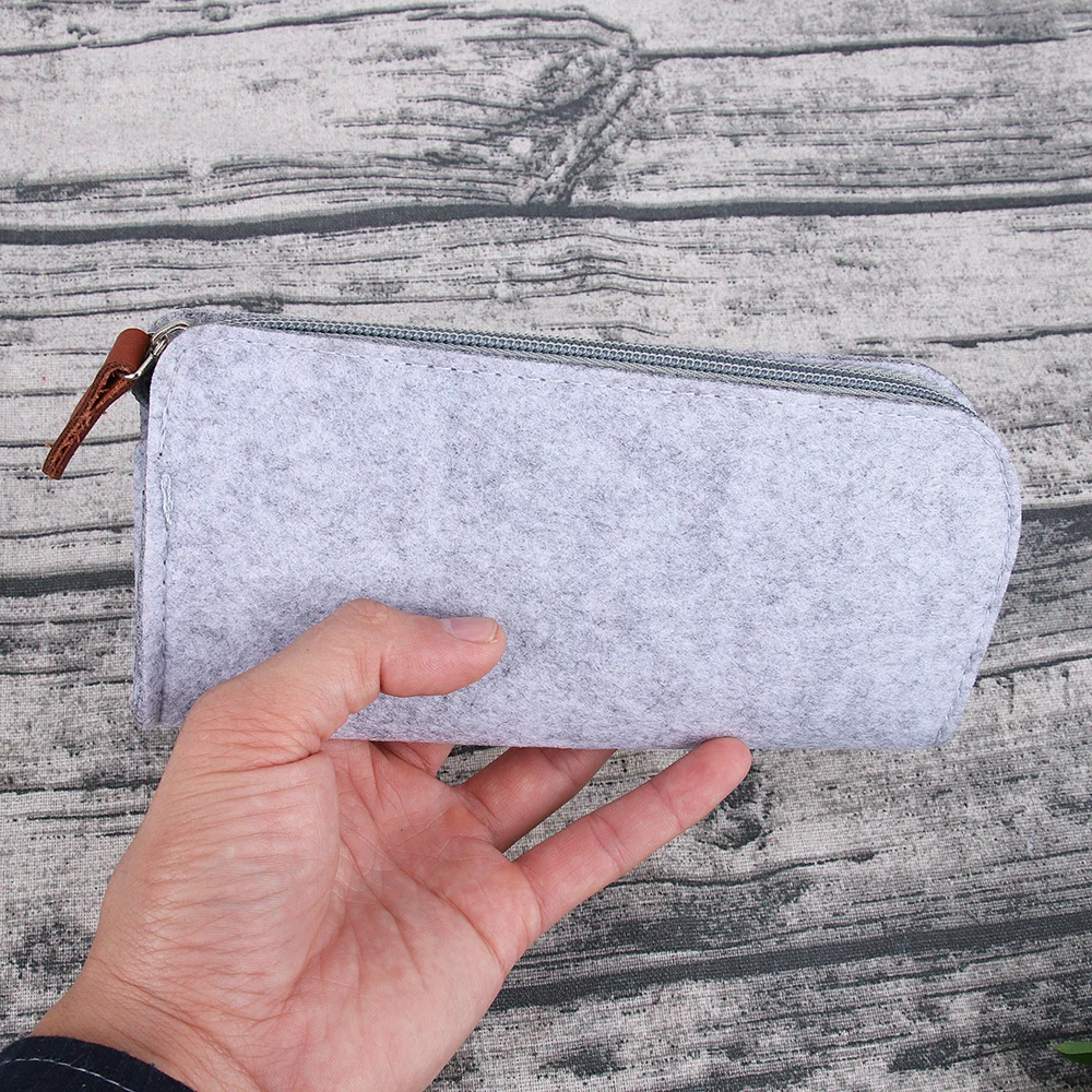 

4 Pcs Felt Pencil Bag Flat Pencil Case Pencil Box School Office Supplies Stationery Storage Bag (Dark Grey/Light Grey/Dark Grey