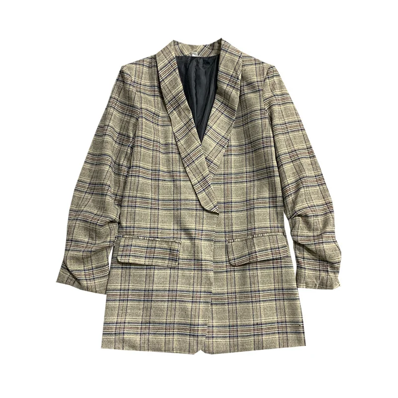 

GVUW Blazer For Women Autumn Fashion Chic Fashion Niche Design Suit Coat Korean Plaid Small Suit Female Bimba Y KB7129