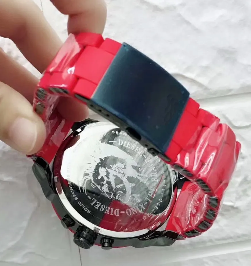 

Classic New Full Black Stainless Steel Red Rubber Plastic Men Watch Chronograph Sapphire Sport StopWatch Big Watches AAA+