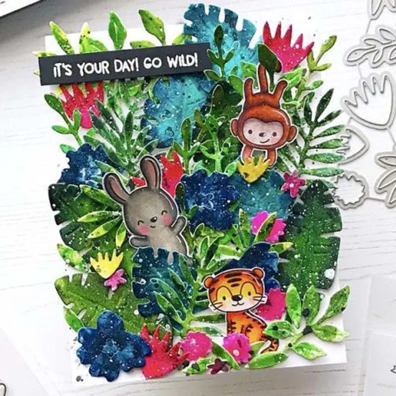 

Monkey Animal Zoo Clear Stamps and Metal Cutting Dies DIY Scrapbooking Photo Album Crafts Seal Punch Stencils Stamp and Die Sets