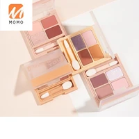 four color eyeshadow palette convenient earth tone eyeshadow small kit nude makeup lasting double headed smudger brush gift