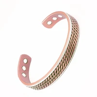 creative twisted magnetic copper color open cuff bangle bracelet for women men vintage style jewelry anniversary gifts
