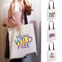 letter series women large shopper shopping bag classic shoulder bag female foldable hand bags linen storage reusabletote bag