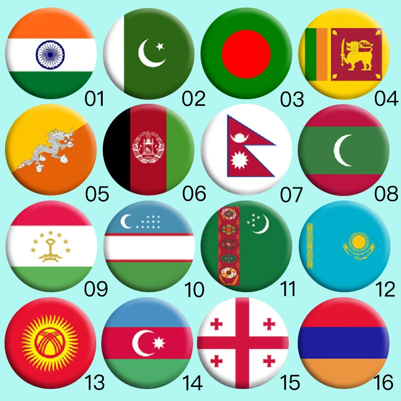 Национальные кольца с флагами Индия Пакистан Шри-Ланка Бутан непальский