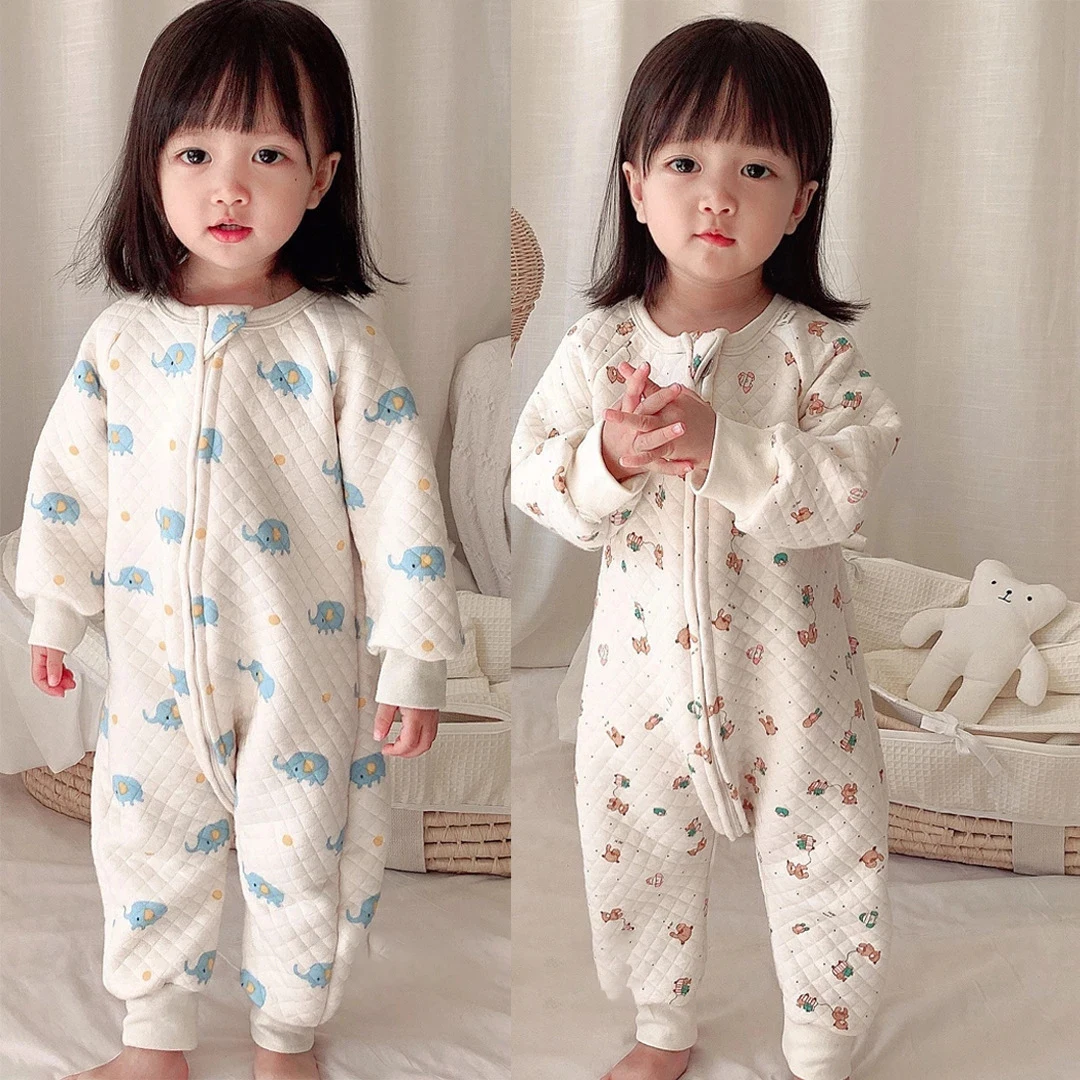 Зимние спальные мешки для малышей теплый комбинезон младенцев хлопковые пижамы