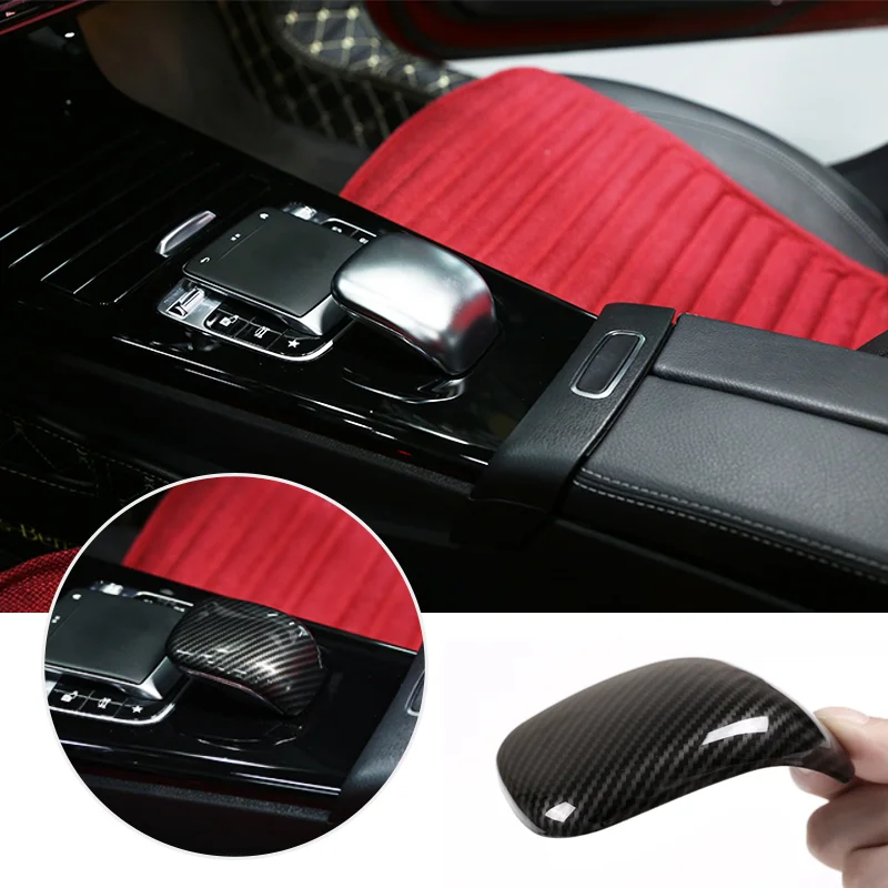 

For Mercedes Benz A Class 2019 Carbon Texture / Sliver Car Center Armrest Gear Shift Panel Storage Box Cover