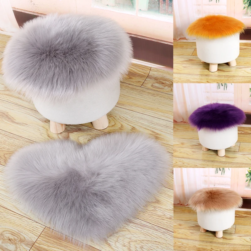 Cover Chair Cushion Warm Hairy Wool Carpet Floor Mat Seat Pad Long Skin Fur Plain Fluffy Area Rugs