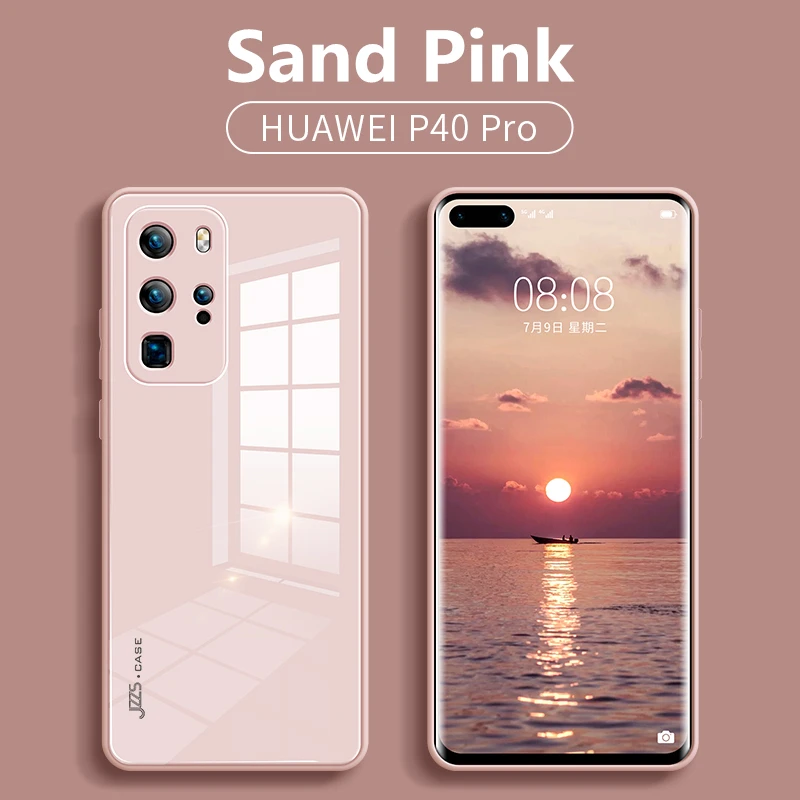 

Tempered Glass Phone Case For Huawei P30 P40 Pro Plus Mate 20 30 Pro 30E 40 Pro Plus Liquid Silicone Cover For Honor 30 Pro Case