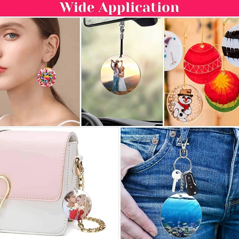 

50Pcs Acrylic Circle Blanks Clear Acrylic Rounds with Hole 2 Inch Acrylic Blank for Keychain Pendant DIY Jewelry Making