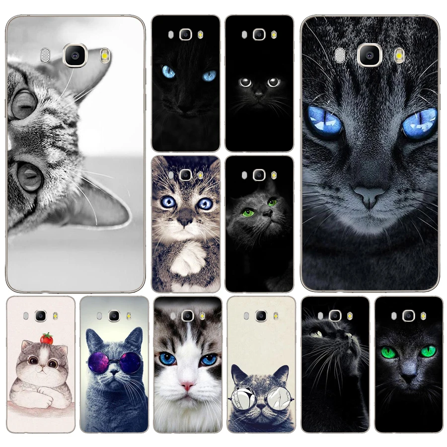 280DD kawaii аниме с изображением черного кота глядя глаза чехол для Samsung Galaxy a3 a5 2017 A6 A8