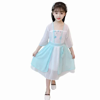 

New girl baby summer super fairy Hanfu ancient style children's Tang suit Chinese style fashion girl costume improvement dress