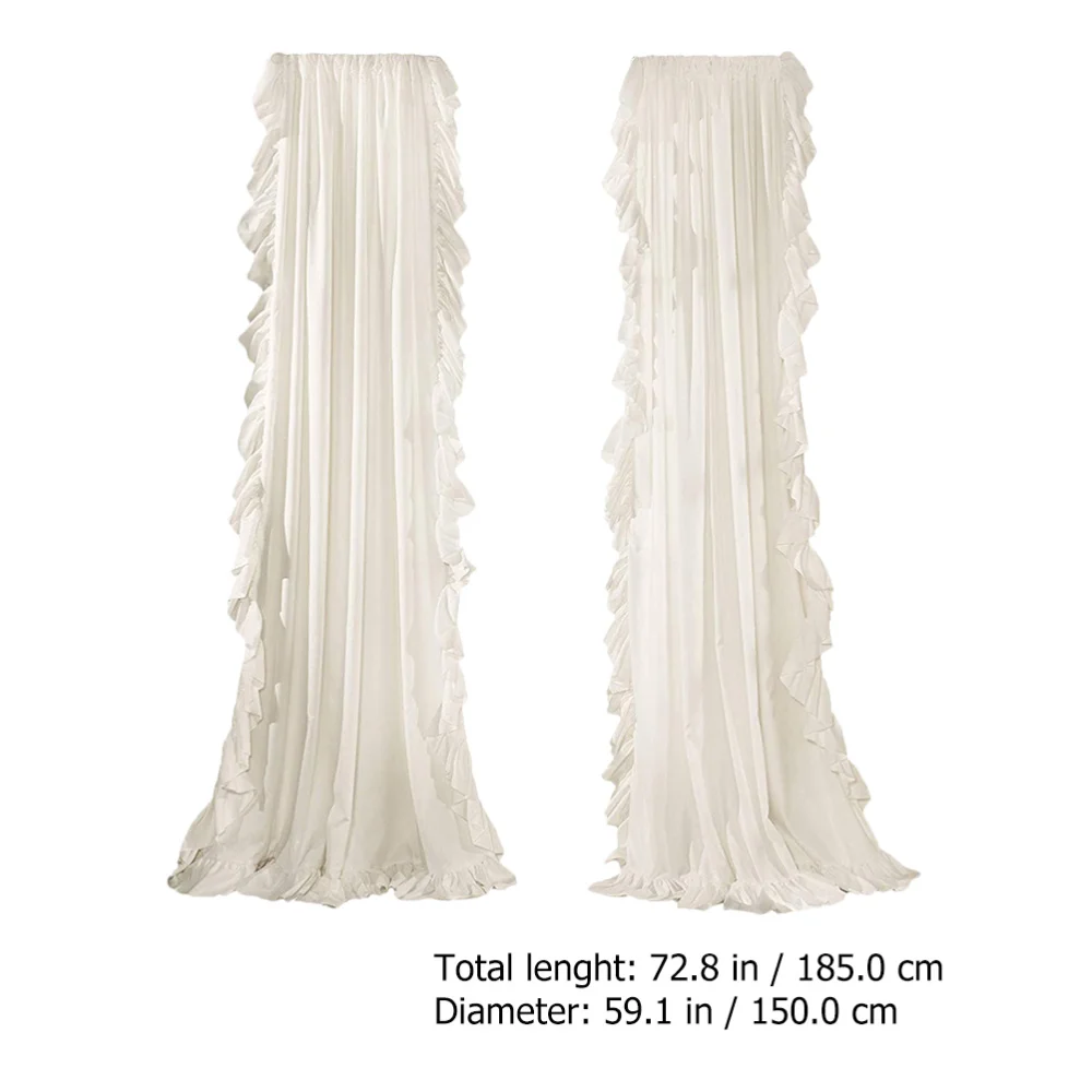 

1 Pair Balcony Ruffle Sheer Curtain Decorative Window Drape Living Room Curtain
