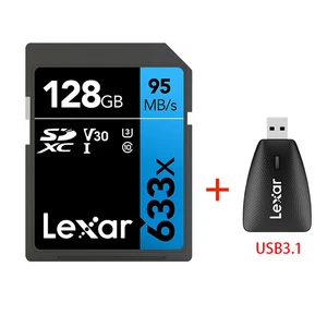 Оригинальная карта памяти Lexar 95 мс 633x16 ГБ 32 ГБ U1 SDHC 64 Гб 128 ГБ 256 ГБ U3 SD карта SDXC класс 10 для видеокамеры 1080p 3D 4K