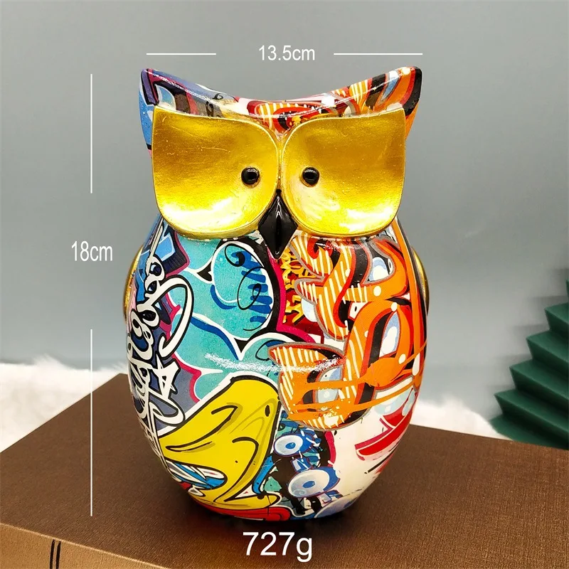

Nordic Creative Resin Crafts Owl Decoration Home Living Room Wine Cabinet Colorful Animal Decoration Gifts