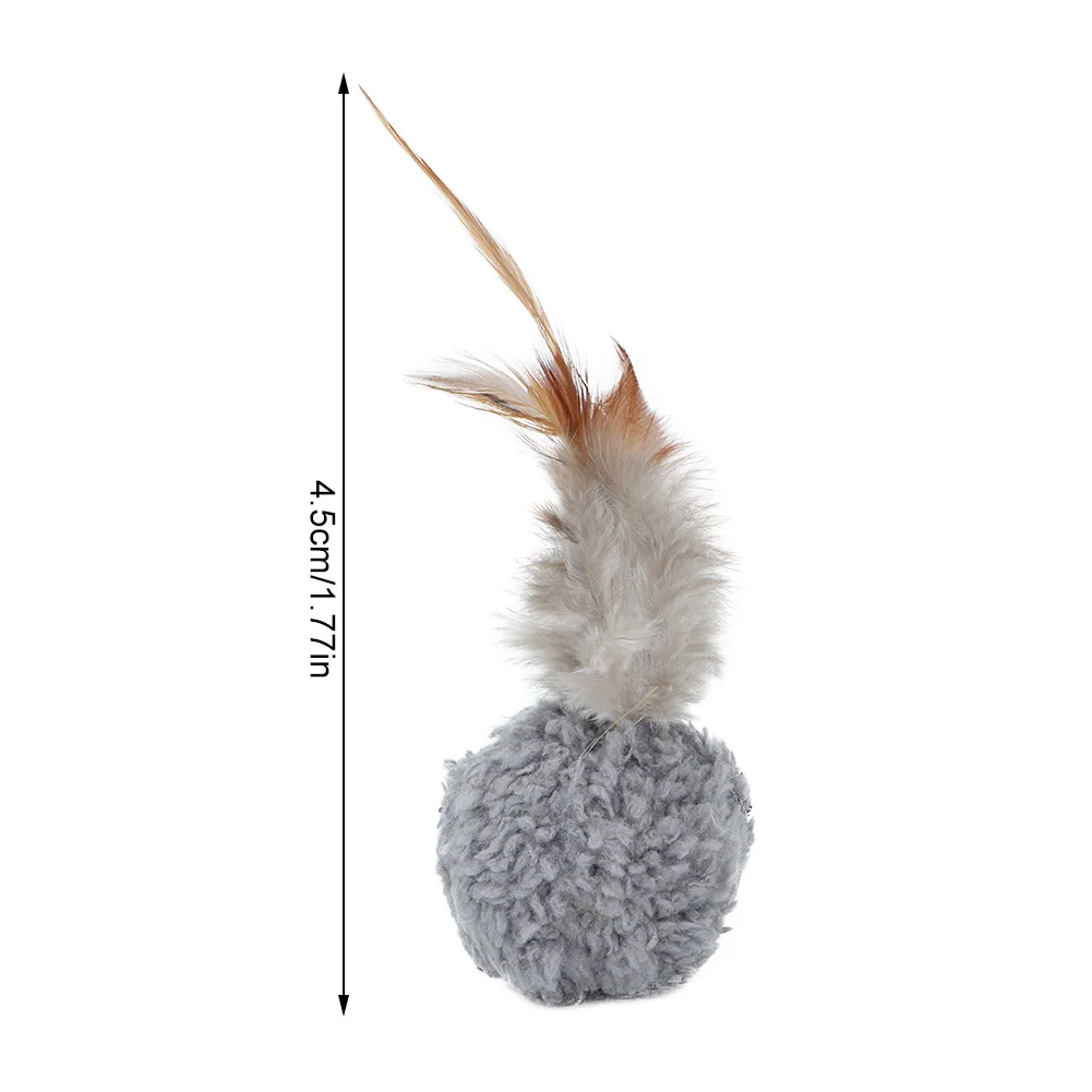 

12Pcs Portable Pet Plush Ball with Feather and Catnip Cat Playing Toy White Gray Brown