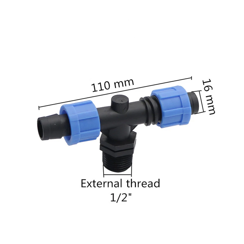 OD 1I2 to 16mm Tee 30 шт. садовые соединители для воды 16 мм капельная лента прямые тройники Концевая вилка 1/" 3/4" резьба DN17 разветвитель труб - Цвет: OD 1I2 to 16mm Tee