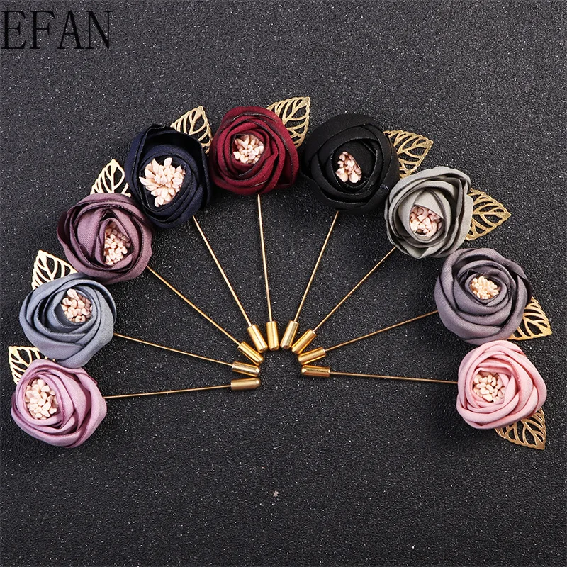 Ткань цветок отворот булавка элегантная женская мужская брошь на лацкан