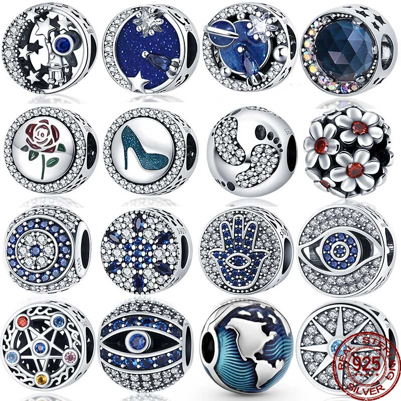 

100% Real 925 Sterling Silver Shiny Eye Beads Fit Original Pandora Bracelet&BangleFor Women Birthday Fashion Jewelry Gift