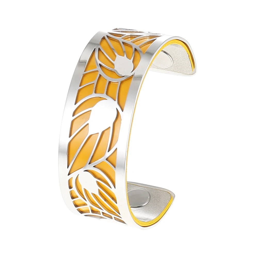 georgette Bracelet Браслет в форме листа кремо, браслет на руку, Браслет-манжета Argent, минималистичный браслет из нержавеющей стали, сменный двусторонний браслет 25 мм, кожаный ремешок - Окраска металла: georgette Bracelet