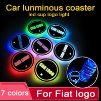 2pcs led car cup holder coaster for fiat logo light for 500 grande punto ducato bravo freemont stilo tipo panda 500x accessories