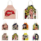 Фартук с мультяшными персонажами для женщин, домашняя одежда, искусство, для кухни, уборки дома, маслостойкий, защита от загрязнений, дымчатый фартук для мужчин
