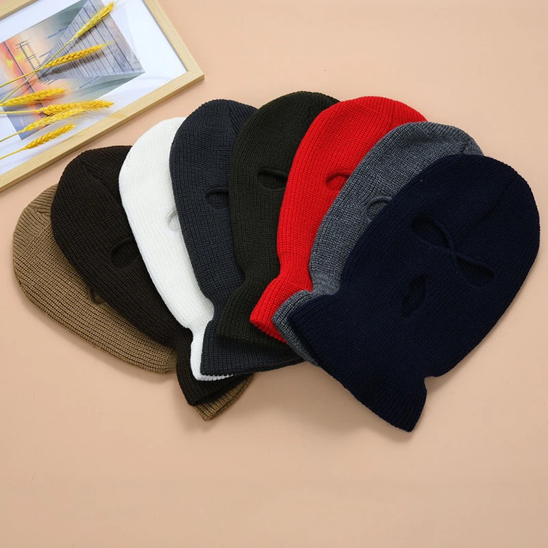 

Fashion Winter Cap Knitted Multicolor Hat Three-hole Warm Cap Outdoor Motorcycle Masks Snowboard Hat Unisex Windproof Mask