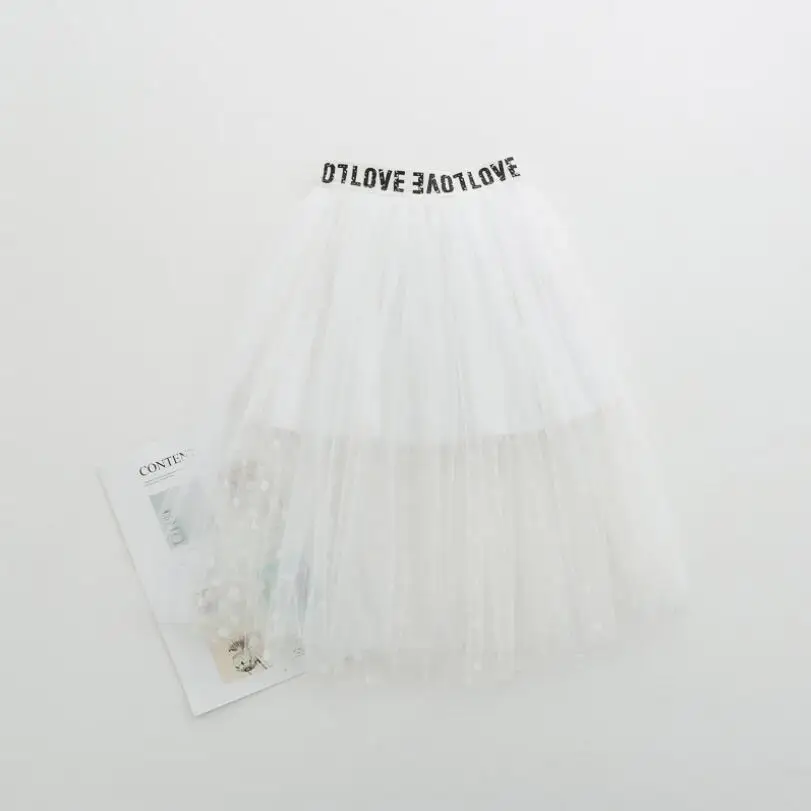 Детская длинная фатиновая юбка в горошек элегантная плиссированная юбка-пачка