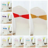 100pcs lot lycra chair band with butterfly buckle spandex chair sashes for banquet wedding chair cover banquet event decoration