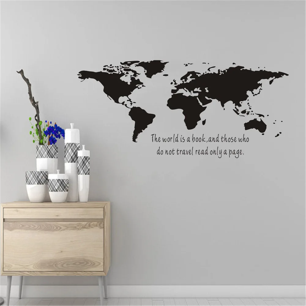 

Big Size Vinyl Stickers The World Is a Book Map Wall Art Decals Living Room Bedroom Modern Home Decor