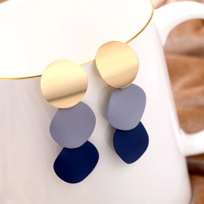 2020 Korean Round Colorful Alloy Drop Earrings for Women Geometric Statement 2 Color Jewelry Gifts | Украшения и аксессуары