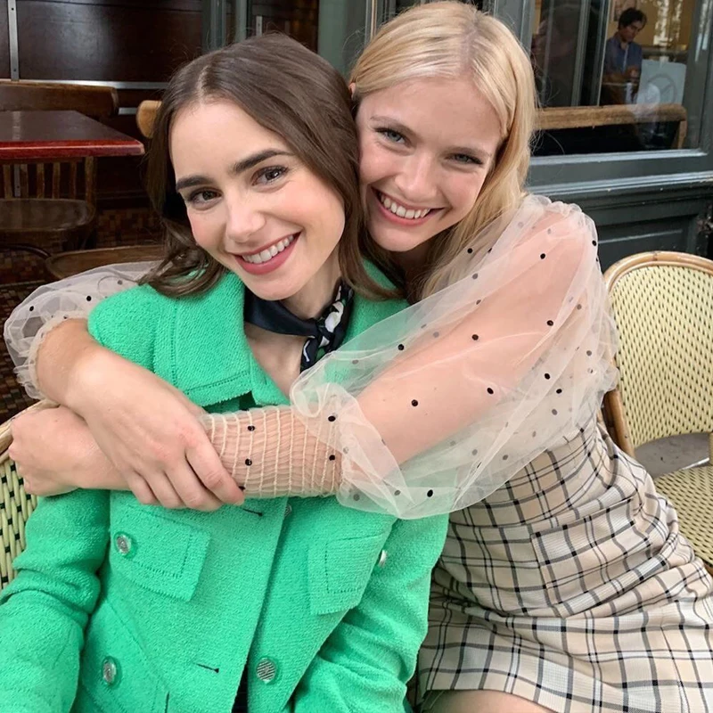 Женский твидовый пиджак в клетку с длинным рукавом | Женская одежда