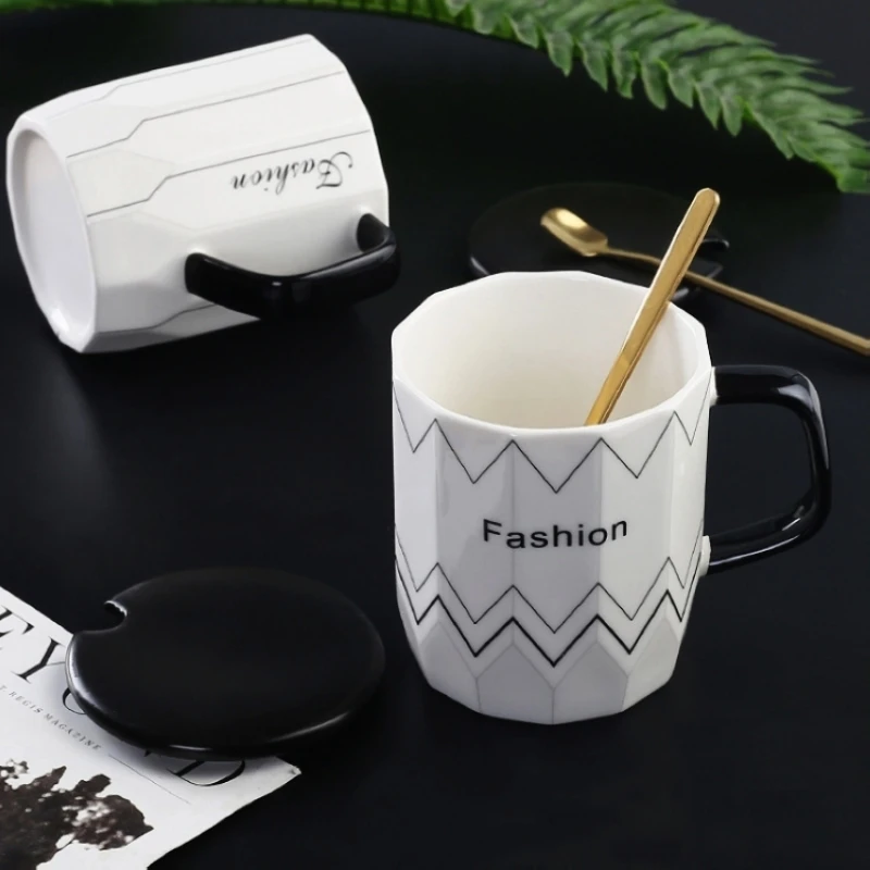 400 мл Геометрическая чашка Скандинавская керамическая кофейная кружка для чая