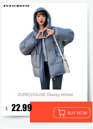 ZURICHOUSE Новая женская зимняя куртка модная свободная короткая теплая парка с капюшоном верхняя одежда женская пуховая стеганая куртка