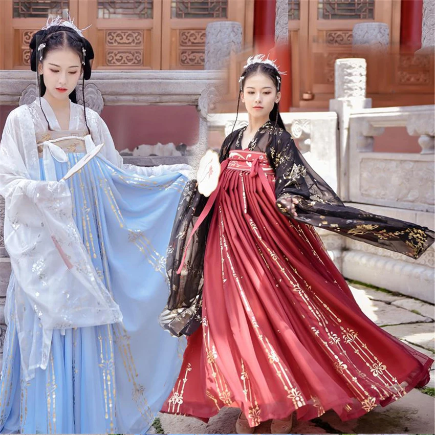 

Одежда для народных танцев Hanfu в китайском стиле, женское элегантное сказочное платье, винтажный костюм принцессы в старинном стиле, одежда ...