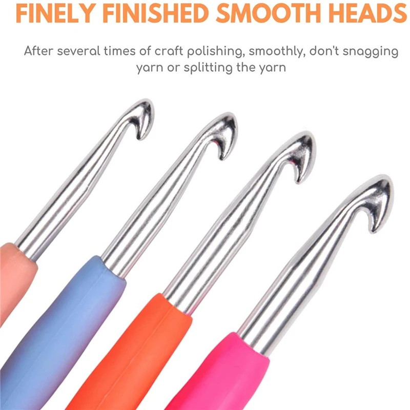 MIUSIE 10 размеров пластиковые ручки Алюминиевые крючки для вязания крючком иглы