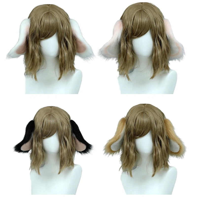 

Lovely Lolita Dog Ears Hairhoop Plush Women Headwear Masquerade Party Cosplay Props Hair Styling Supplies