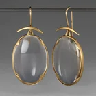 Модные женские серьги-подвески с натуральным белым драгоценным камнем, 14 карат золота, ретро серьги в форме крючка, Подарок на годовщину, свадебные украшения