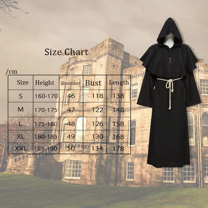 Новинка костюм для косплея на Хэллоуин одежда средневекового монаха из