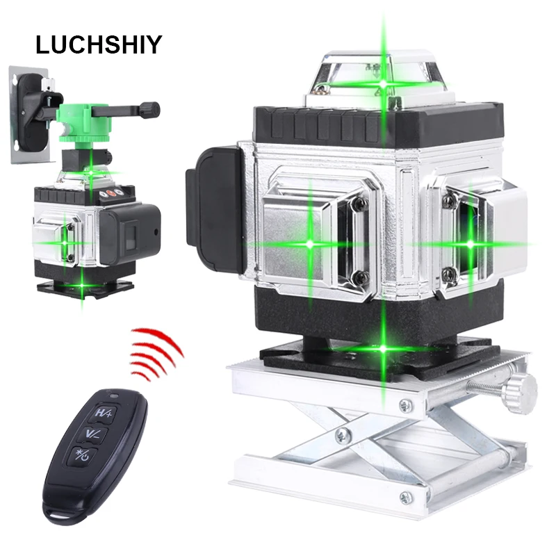 Laser Verde Autonivelador com 16 Linhas 4d Nivelador Super Potente de 360 Graus Cruz Horizontal e Vertical Ferramenta de Construção Automática Níveis de laser