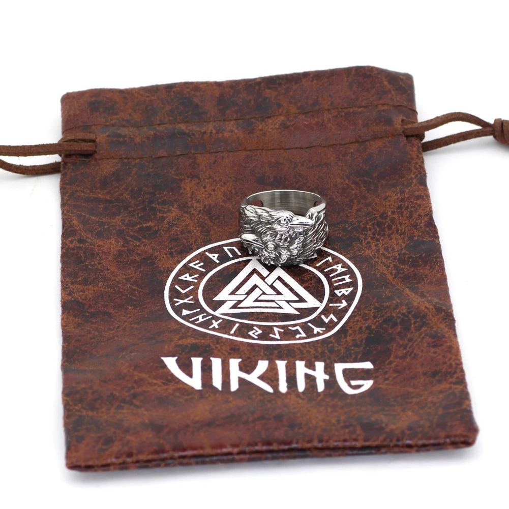 Viking Men odin raven Huginn and Muninn кольцо из нержавеющей стали нордические украшения с