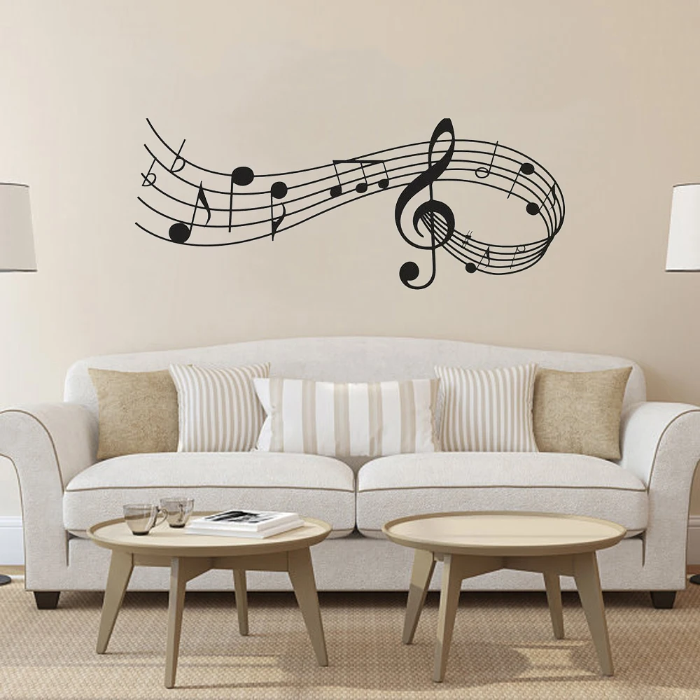 Наклейка на стену декор Музыкальные ноты Мелодия настенная спальня офис