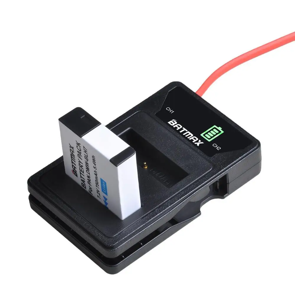 Batmax DMW-BLH7 BLH7E DMW-BLH7PP Battery+LED USB Dual Charger for Panasonic Lumix DMC-GM1 GM1 DMC-GM5 GM5 DMC-GF7 GF7 DMC-GF8 |