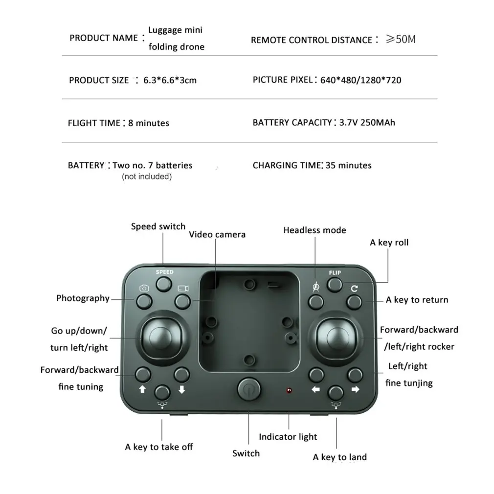 Складной мини-Дрон для аэрофотосъемки с дистанционным управлением четырехосный