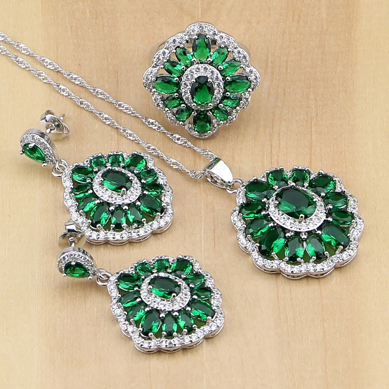 Комплект из колье серёг и кольца серебра 925 пробы|cz jewelry set|jewelry sets for womenjewelry |