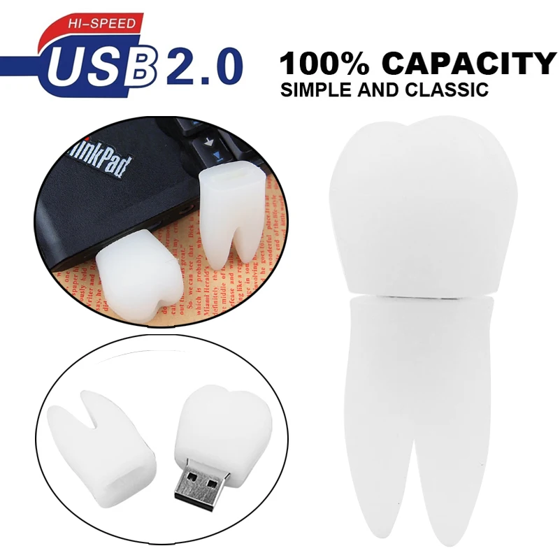 Белый зуб usb флешка USB 2 0 Флешка 128 МБ клиника подарки карта памяти